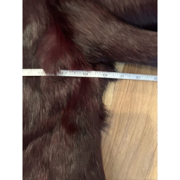 Vintage Women’s Dyed Burgundy Maroon Wine Rabbit Fur Coat Jacket Medium - Picture 9 of 11